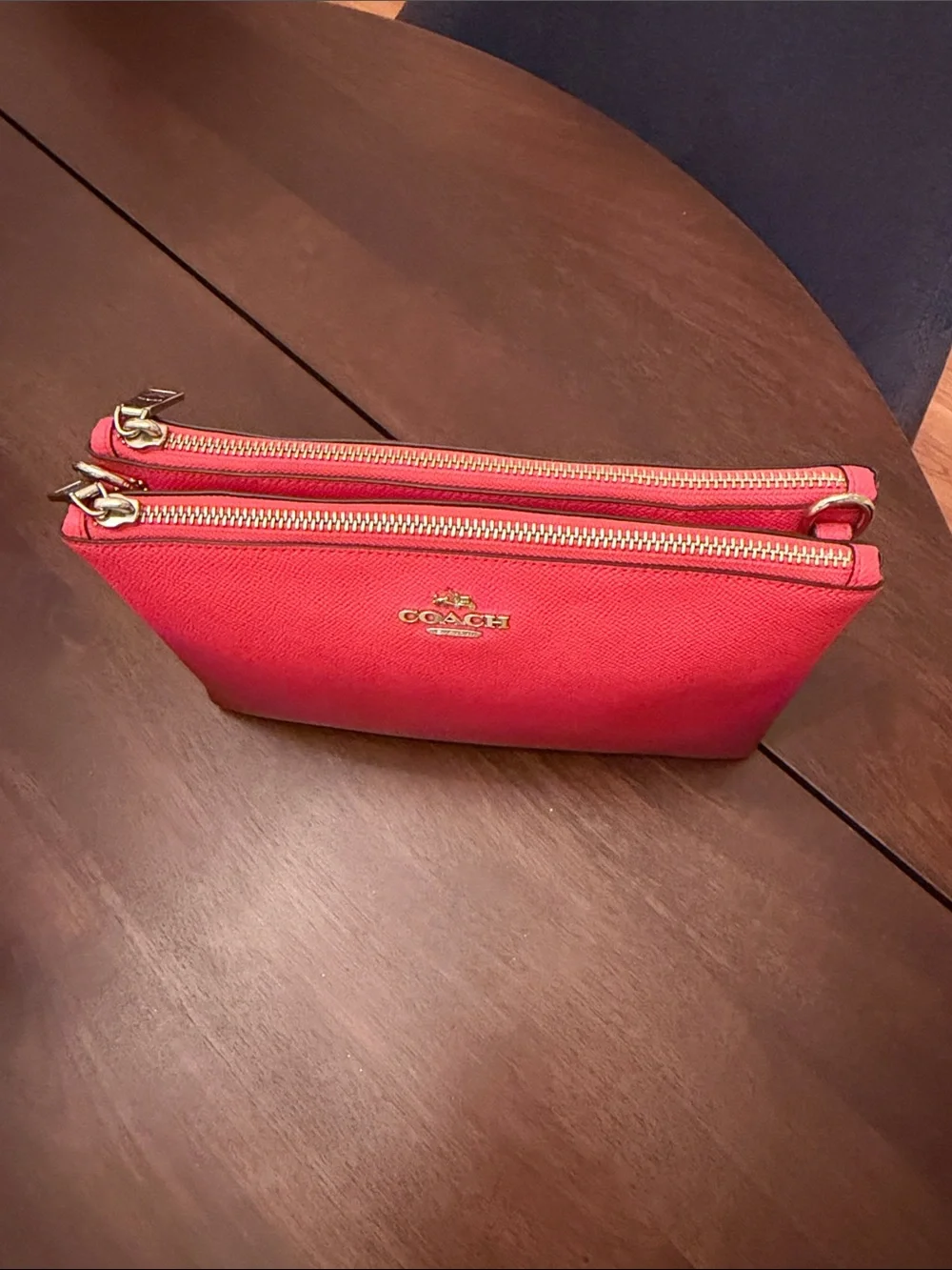 Coach Ombré Red Saffiano Leather Crossbody Clutch